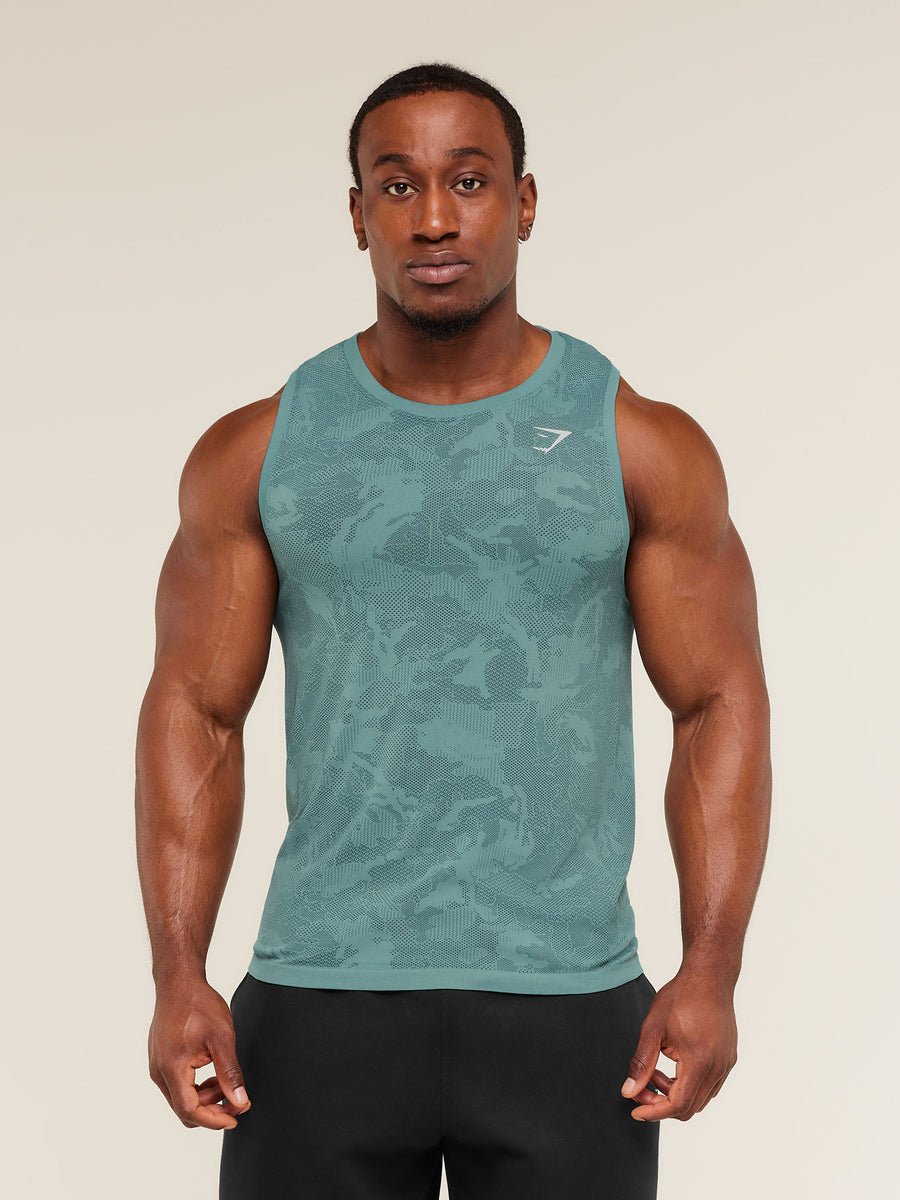 Gymshark Geo Seamless Tank — Storm Blue/Stealth Blue — 5