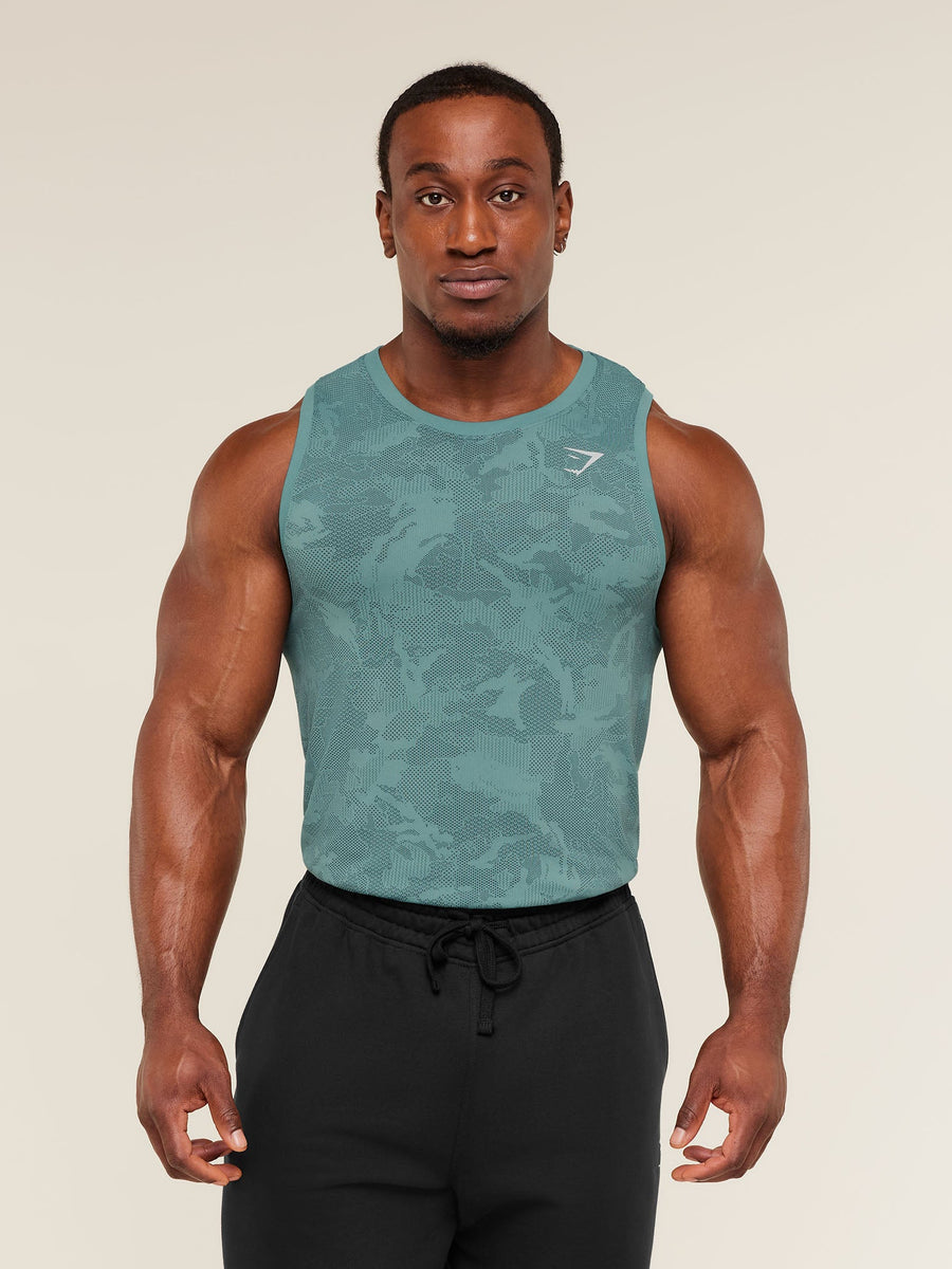 Gymshark Geo Seamless Tank — Storm Blue/Stealth Blue — 1