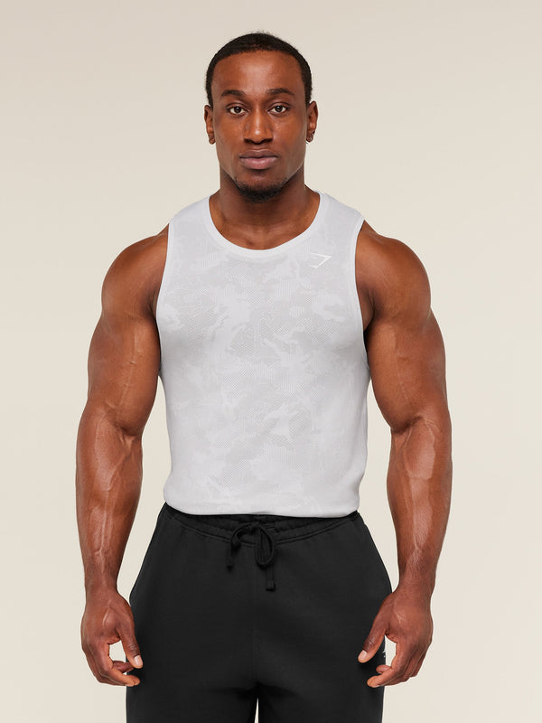 Gymshark Geo Seamless Tank — White/Light Grey