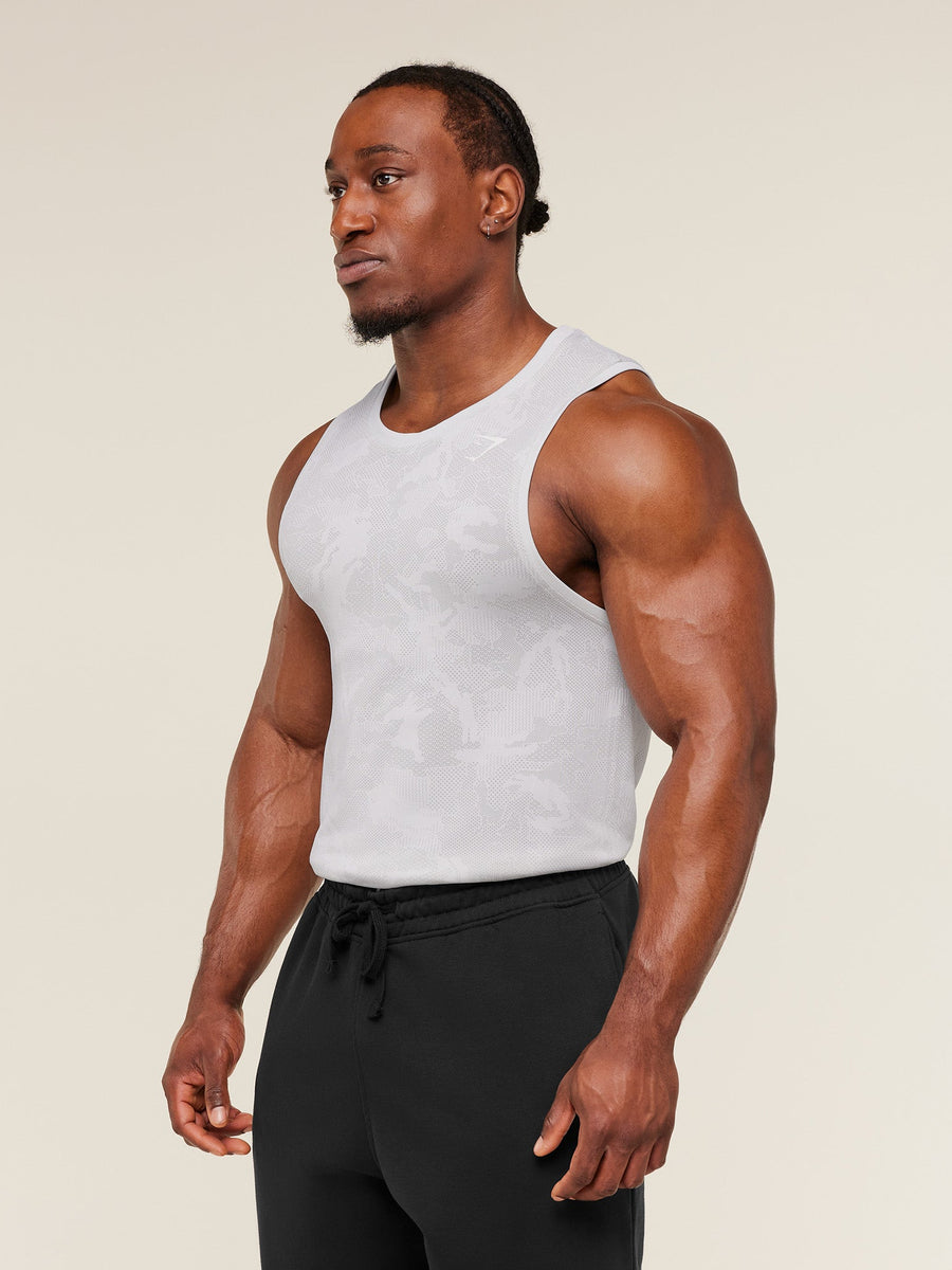 Gymshark Geo Seamless Tank — White/Light Grey — 3
