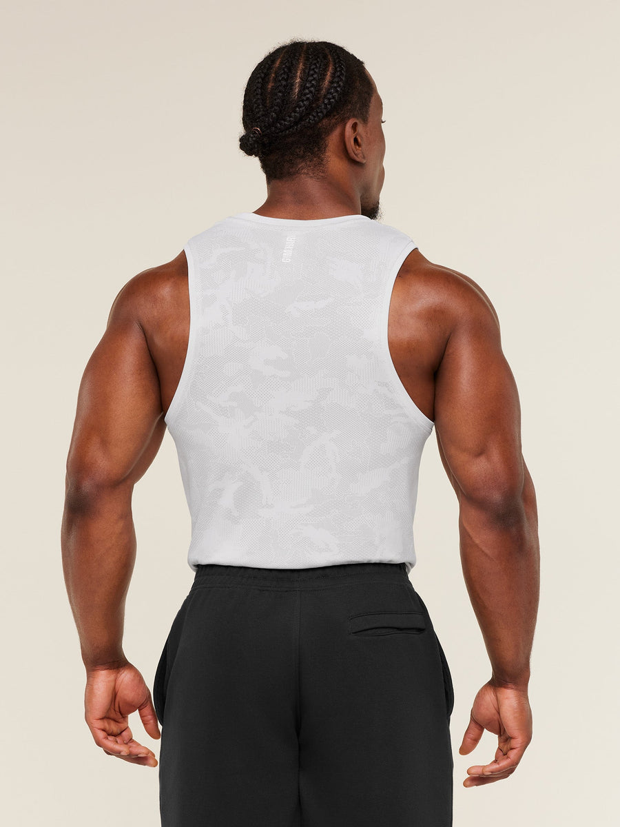 Gymshark Geo Seamless Tank — White/Light Grey — 2