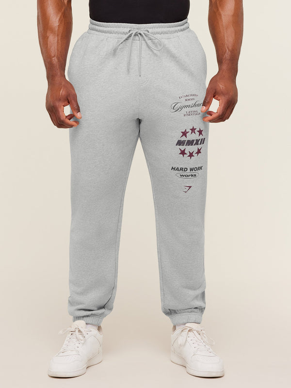 Gymshark Global Lifting Graphic Pants — Light Grey Core Marl