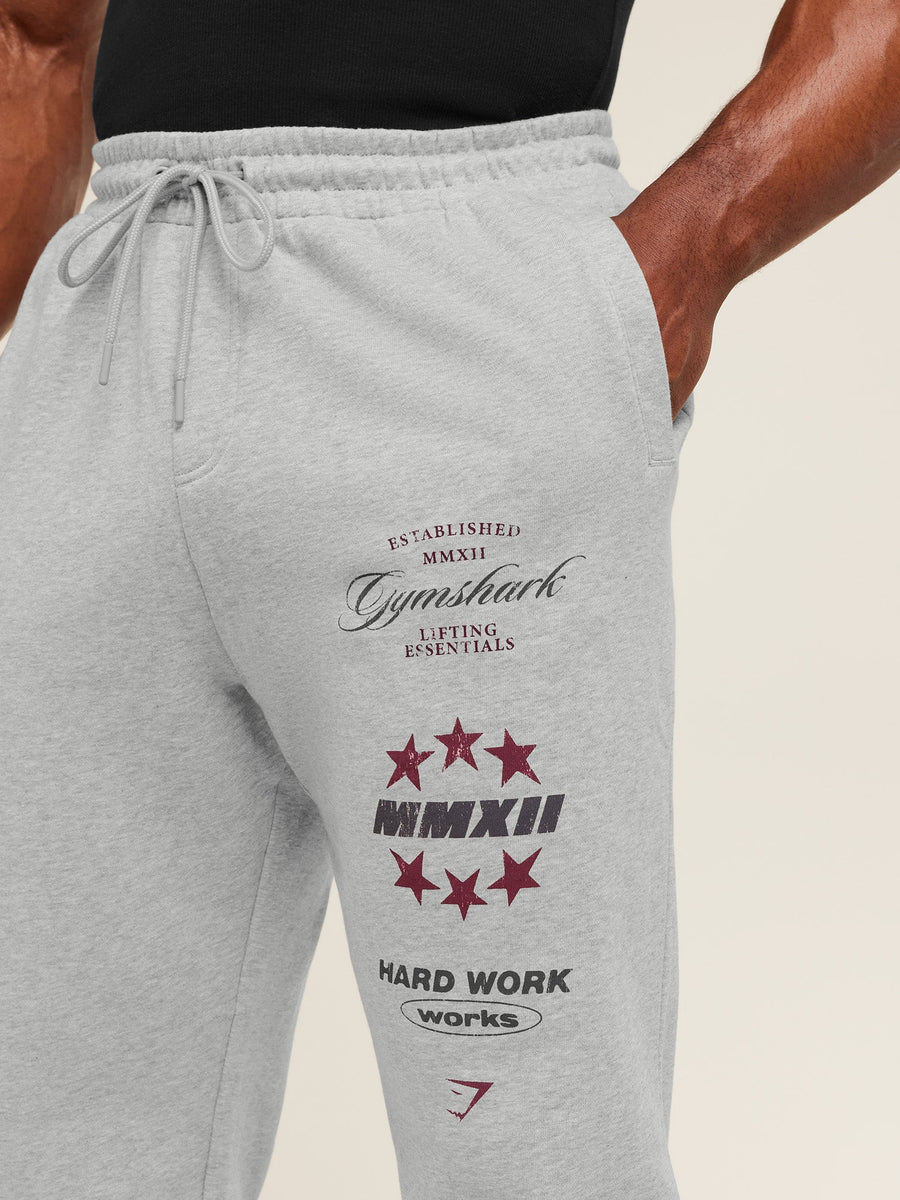 Gymshark Global Lifting Graphic Pants — Light Grey Core Marl — 4