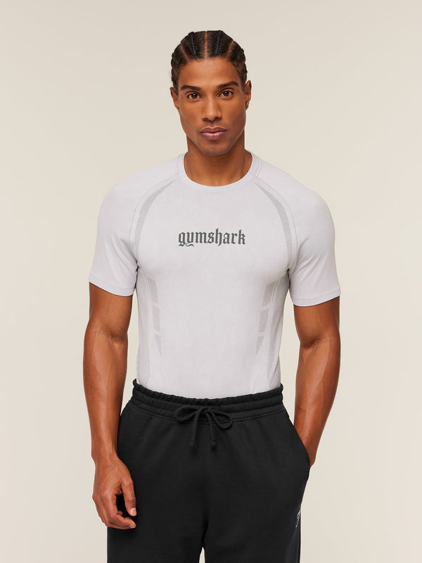Gymshark Grunge Seamless T-Shirt — Metal Grey/Silver Grey