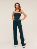 Gymshark Piping Wide Leg Pants — Deep Petrol Blue/Smoke Blue/Soft White — 4