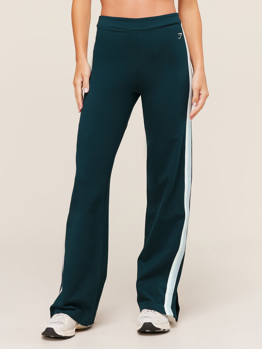 Gymshark Piping Wide Leg Pants — Deep Petrol Blue/Smoke Blue/Soft White — 1