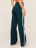 Gymshark Piping Wide Leg Pants — Deep Petrol Blue/Smoke Blue/Soft White — 2
