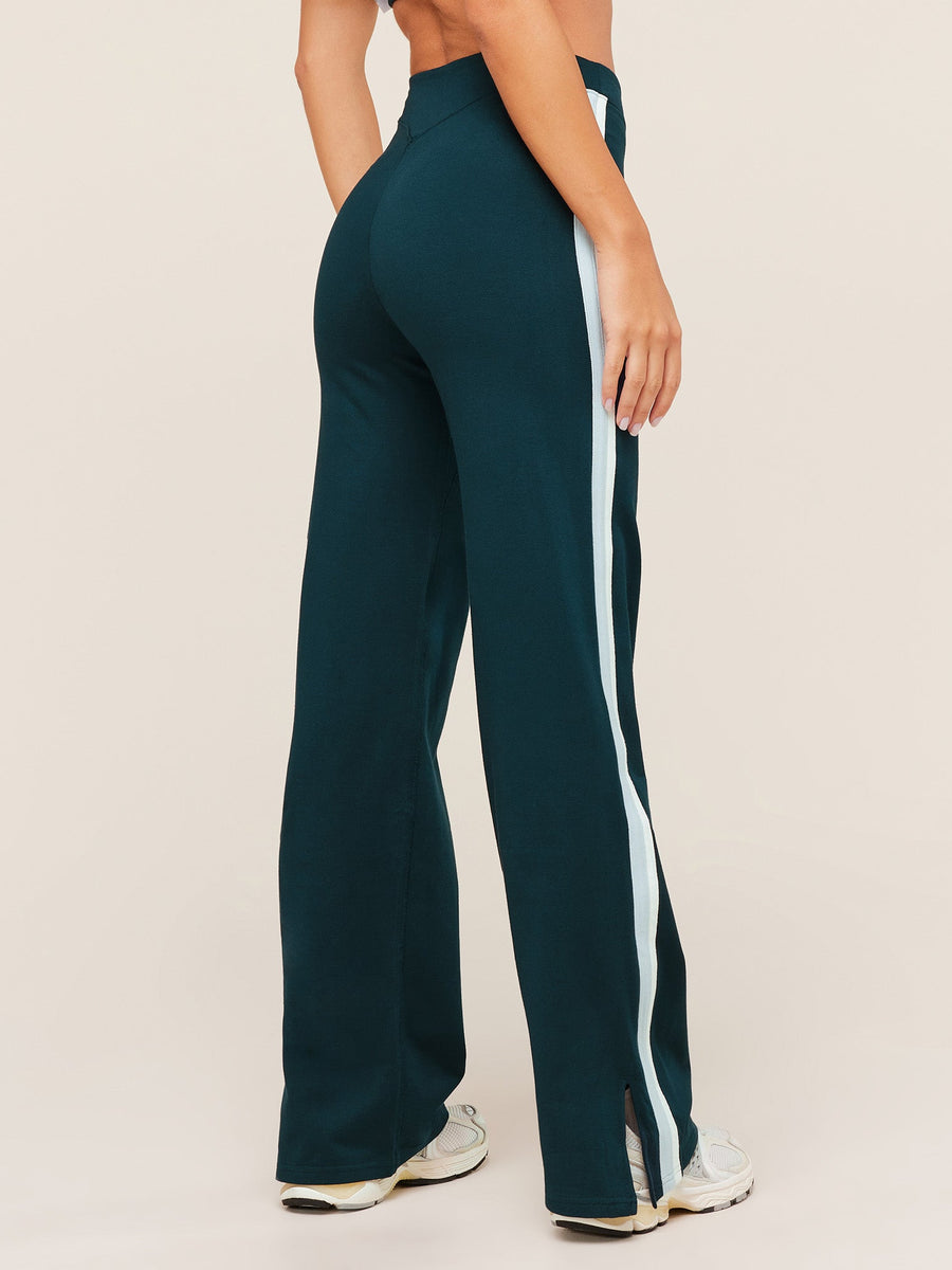 Gymshark Piping Wide Leg Pants — Deep Petrol Blue/Smoke Blue/Soft White — 2