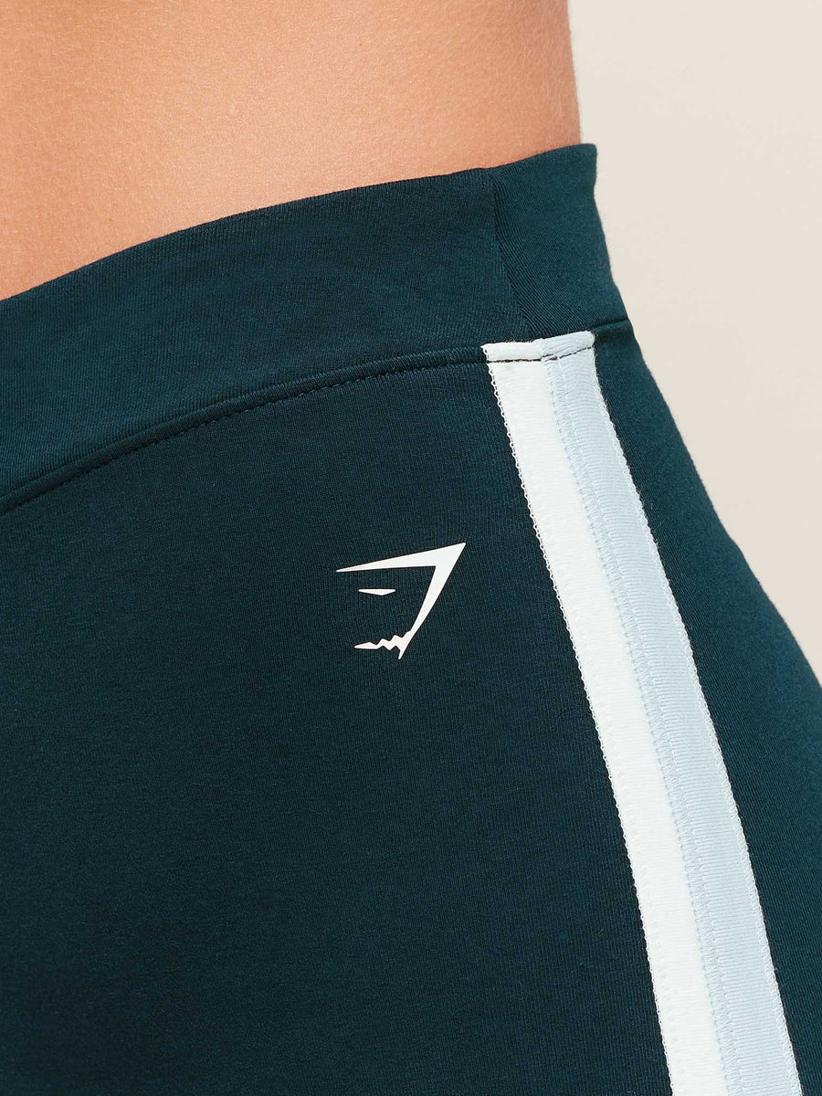 Gymshark Piping Wide Leg Pants — Deep Petrol Blue/Smoke Blue/Soft White — 5