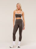 Gymshark Piping Leggings — Walnut Brown/Chestnut Pink/Soft White — 4
