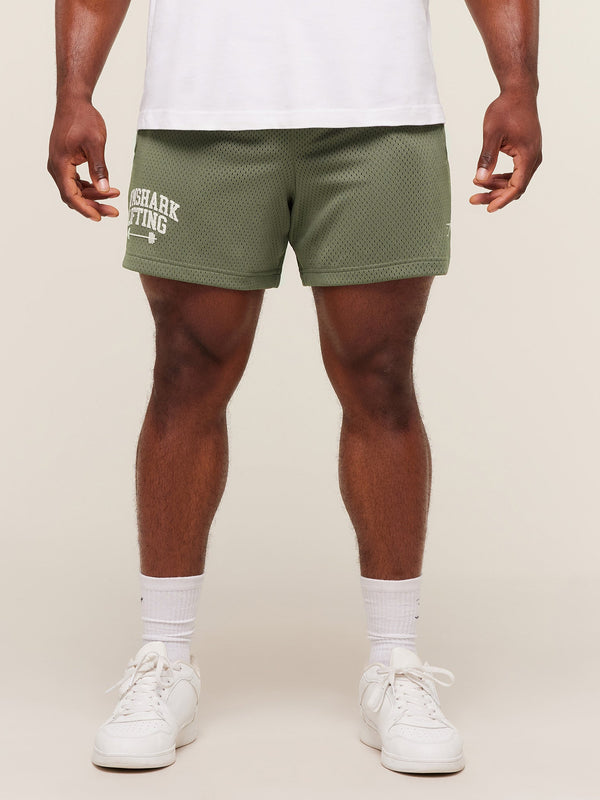 Gymshark Lifting Barbell Mesh 5" Short — Base Green