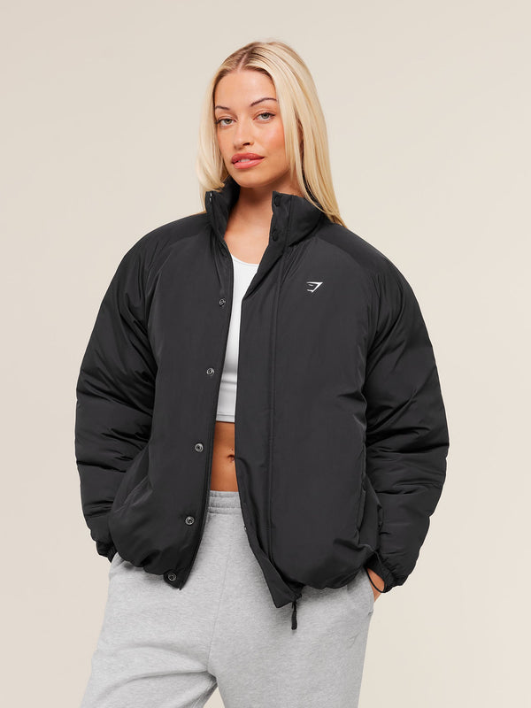 Gymshark Oversized Puffer Jacket — Black