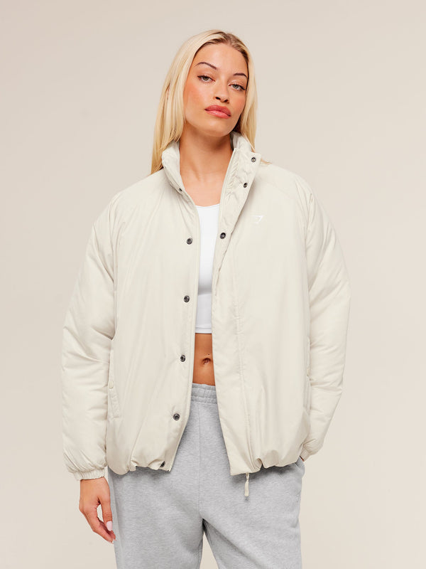 Gymshark Oversized Puffer Jacket — Oat White