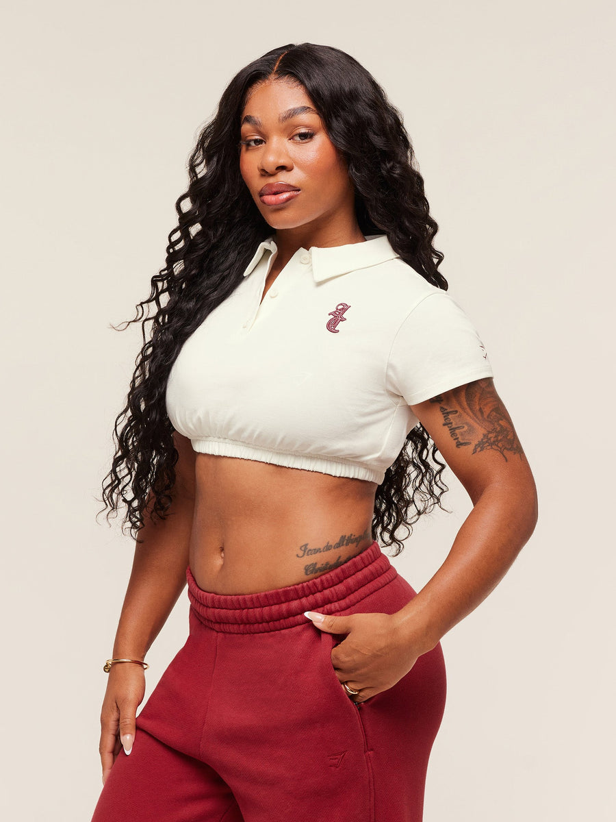 Gymshark x Analis Cropped Polo — Soft White — 1