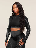 Gymshark x Analis Seamless Long Sleeve Crop Top — Black/Silver Grey — 3