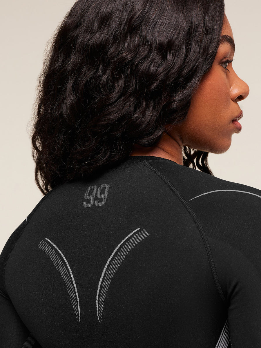Gymshark x Analis Seamless Long Sleeve Crop Top — Black/Silver Grey — 5