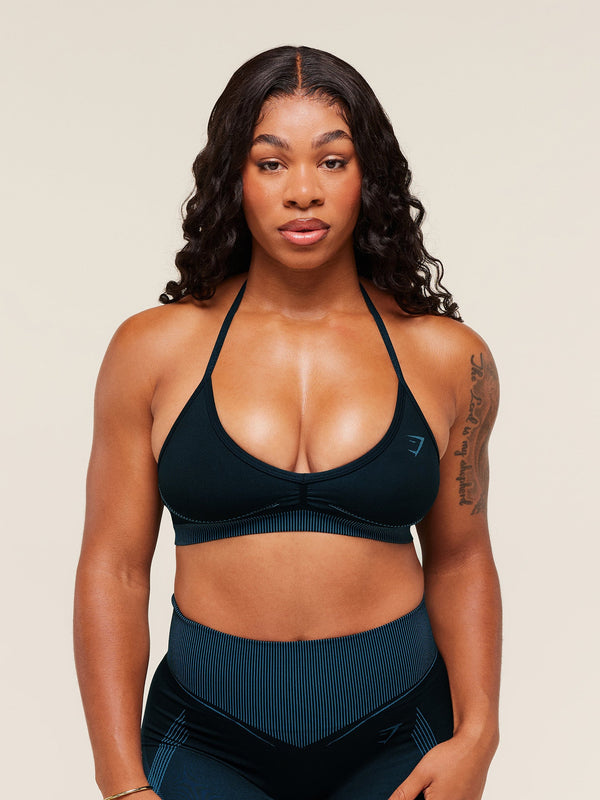 Gymshark x Analis Seamless Sports Bra — Midnight Blue/Lats Blue