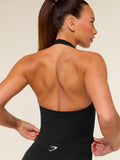 Gymshark Halter Neck Cami with Shelf — Black — 7