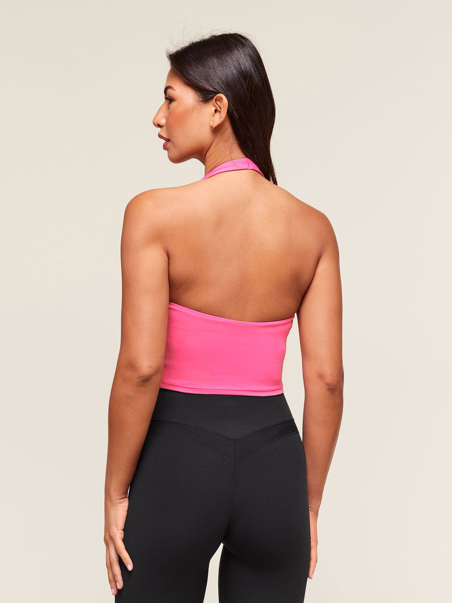 Gymshark Halter Neck Cami with Shelf — Energy Pink — 2