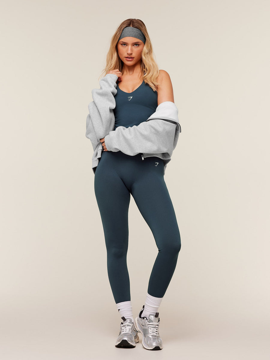 Gymshark Halter Neck Cami with Shelf — Stealth Blue — 4
