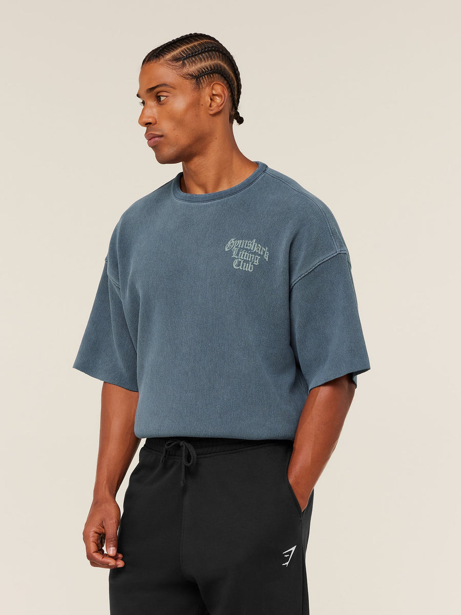 Gymshark Heavyweight Textured Graphic T-Shirt — Heavy Blue — 3