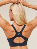 Gymshark High Support V-Neck Sports Bra — Heavy Blue — 6