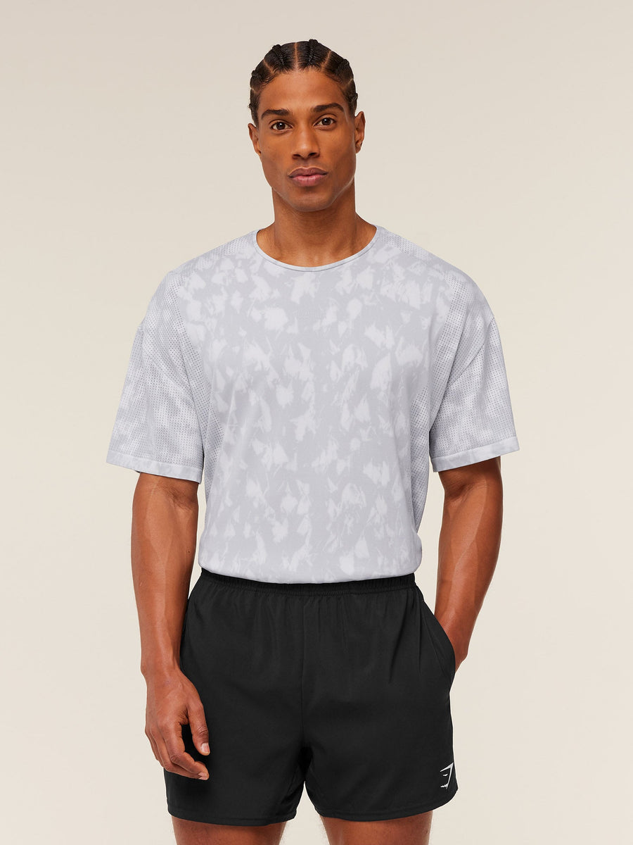 Gymshark Distance Seamless T-Shirt — Light Grey /  Light Grey / ACID WASH — 4