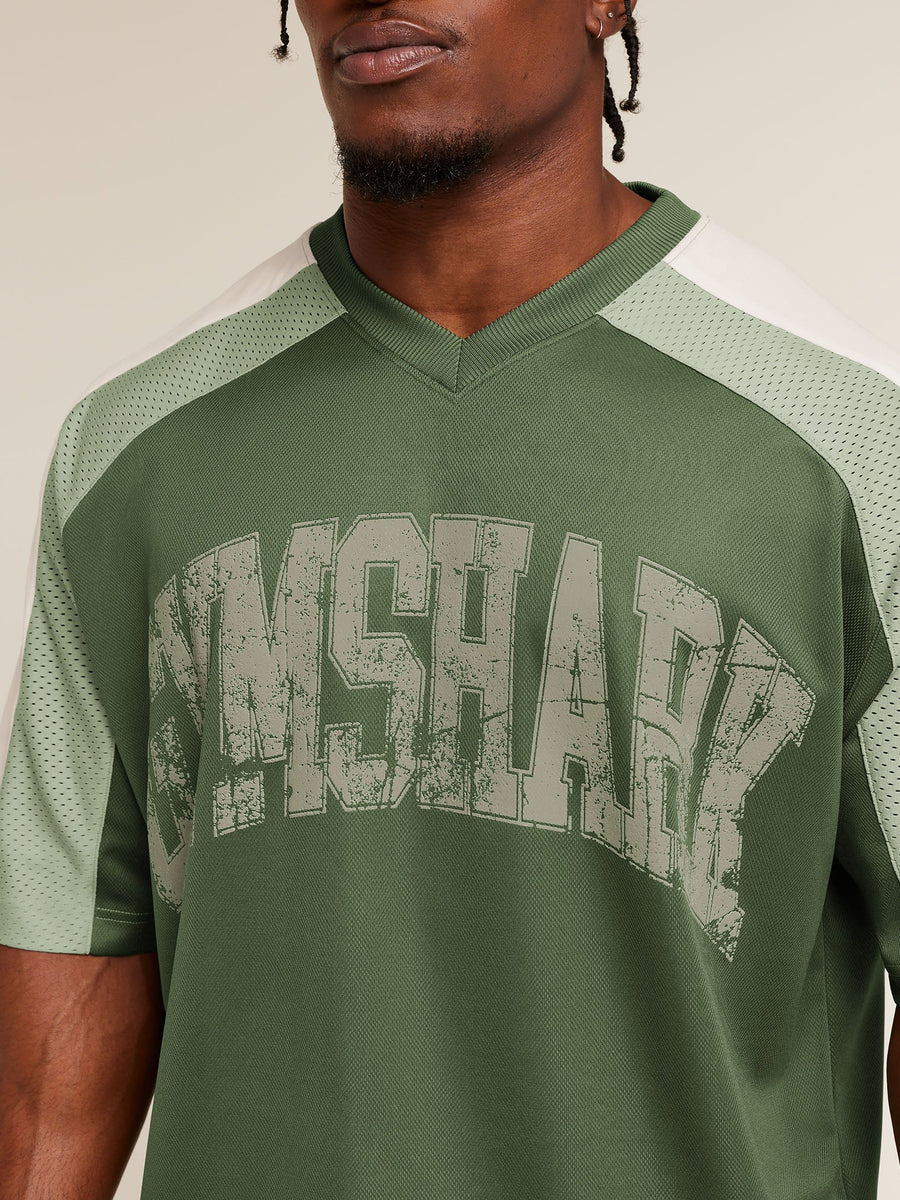 Gymshark Collective Mesh Wordmark Jersey — Core Olive/Haze Green/Soft White — 5