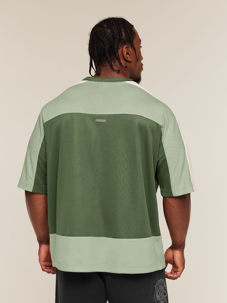Gymshark Collective Mesh Wordmark Jersey — Core Olive/Haze Green/Soft White — 2