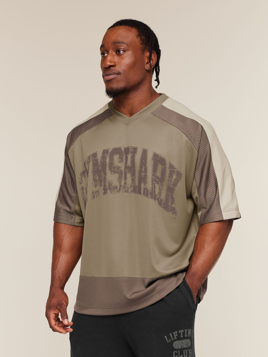 Gymshark Collective Mesh Wordmark Jersey — Lifestyle Brown/Soft Brown/Pebble Grey — 4