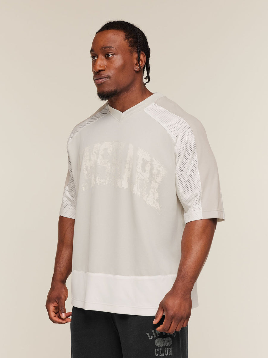 Gymshark Collective Mesh Wordmark Jersey — Tinted White/Soft White/Pebble Grey — 4