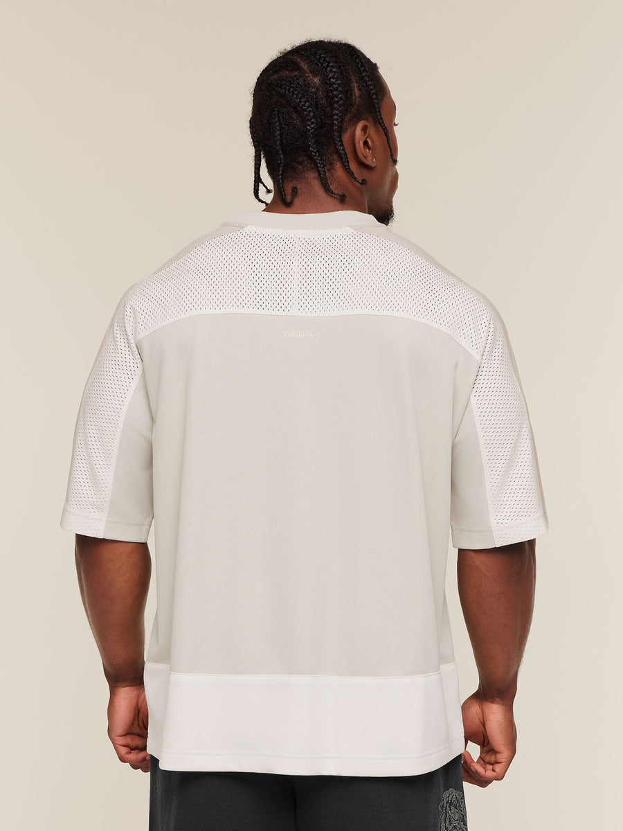 Gymshark Collective Mesh Wordmark Jersey — Tinted White/Soft White/Pebble Grey — 2