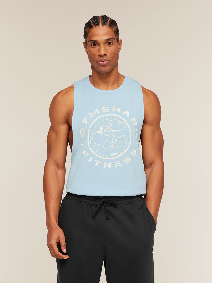 Gymshark Legacy Drop Arm Tank — Chilled Blue — 3