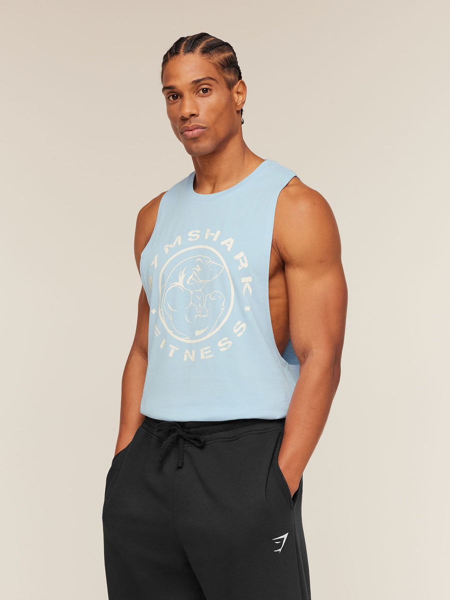 Gymshark Legacy Drop Arm Tank — Chilled Blue — 4