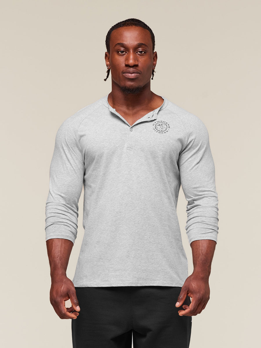 Gymshark Legacy Henley — Light Grey Marl — 1
