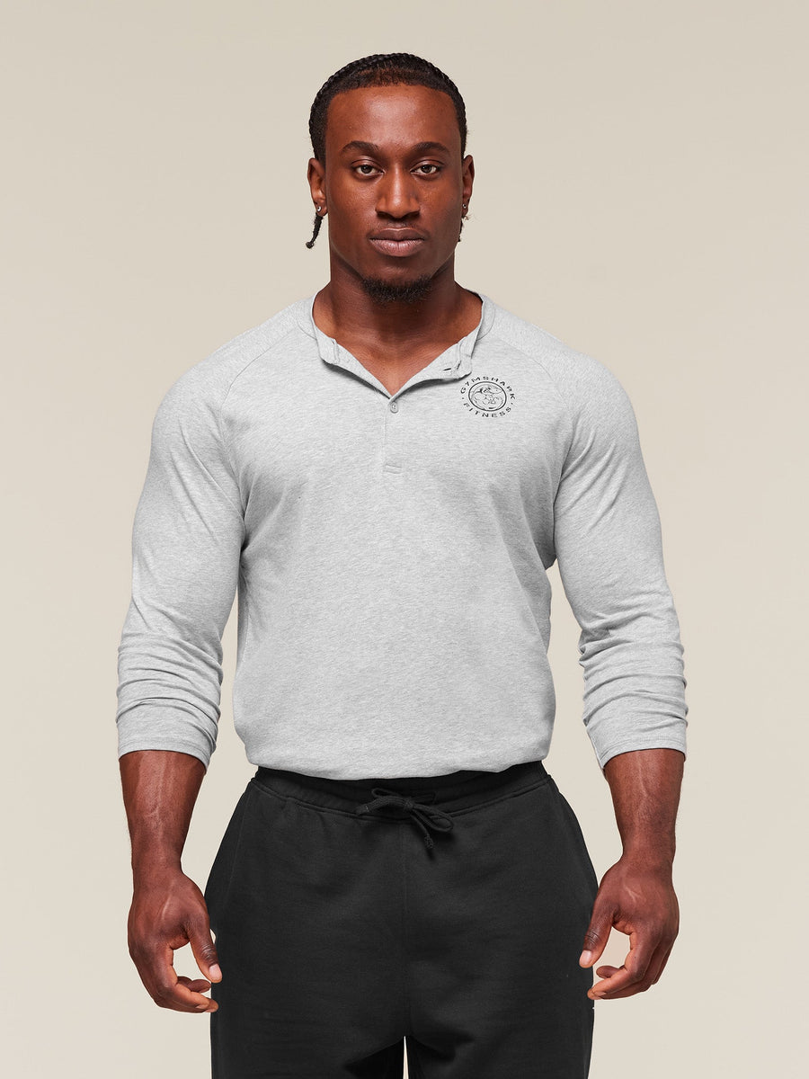 Gymshark Legacy Henley — Light Grey Marl — 5