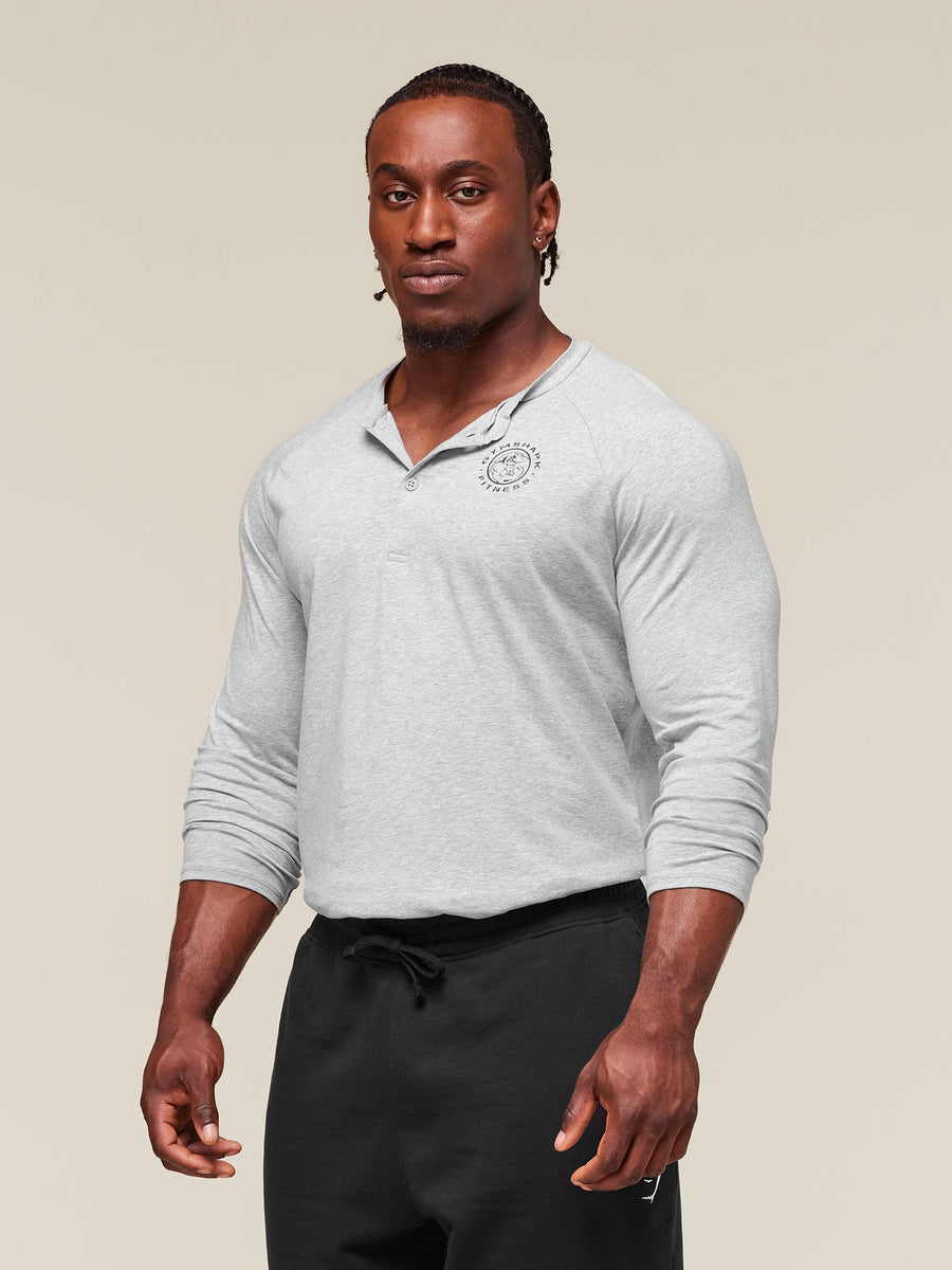 Gymshark Legacy Henley — Light Grey Marl — 3
