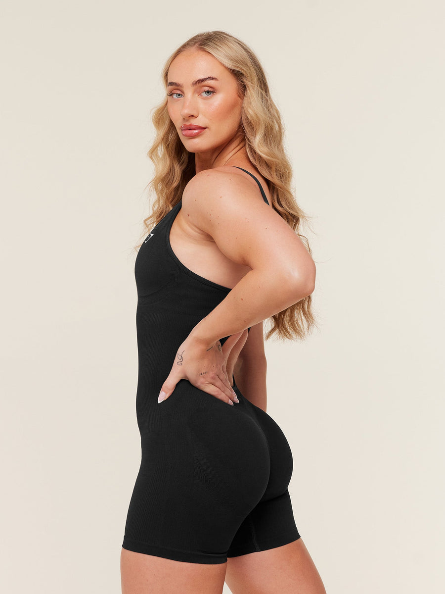 Gymshark Life Seamless Strappy All in One — Black/Black Marl — 4