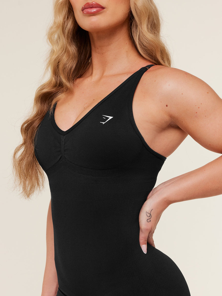 Gymshark Life Seamless Strappy All in One — Black/Black Marl — 7