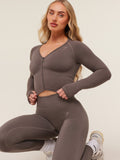 Gymshark Lift Seamless Jacket — Cool Brown — 8