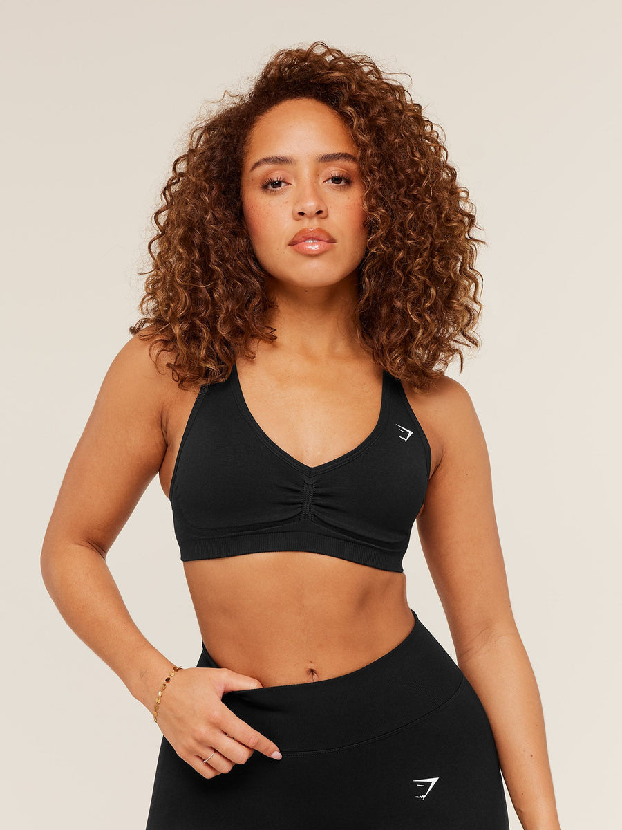 Gymshark Lift Seamless Sports Bra — Black/Black Marl — 1