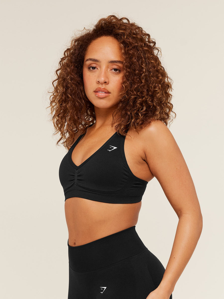 Gymshark Lift Seamless Sports Bra — Black/Black Marl — 4