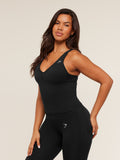 Gymshark Lift Seamless Tank with Shelf — Black/Black Marl — 4