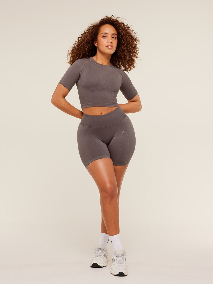 Gymshark Lift Seamless High-Rise Shorts — Cool Brown — 5
