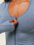 Gymshark Lift Seamless Zip Up Jacket — Worn Blue/Peri Blue Marl — 3