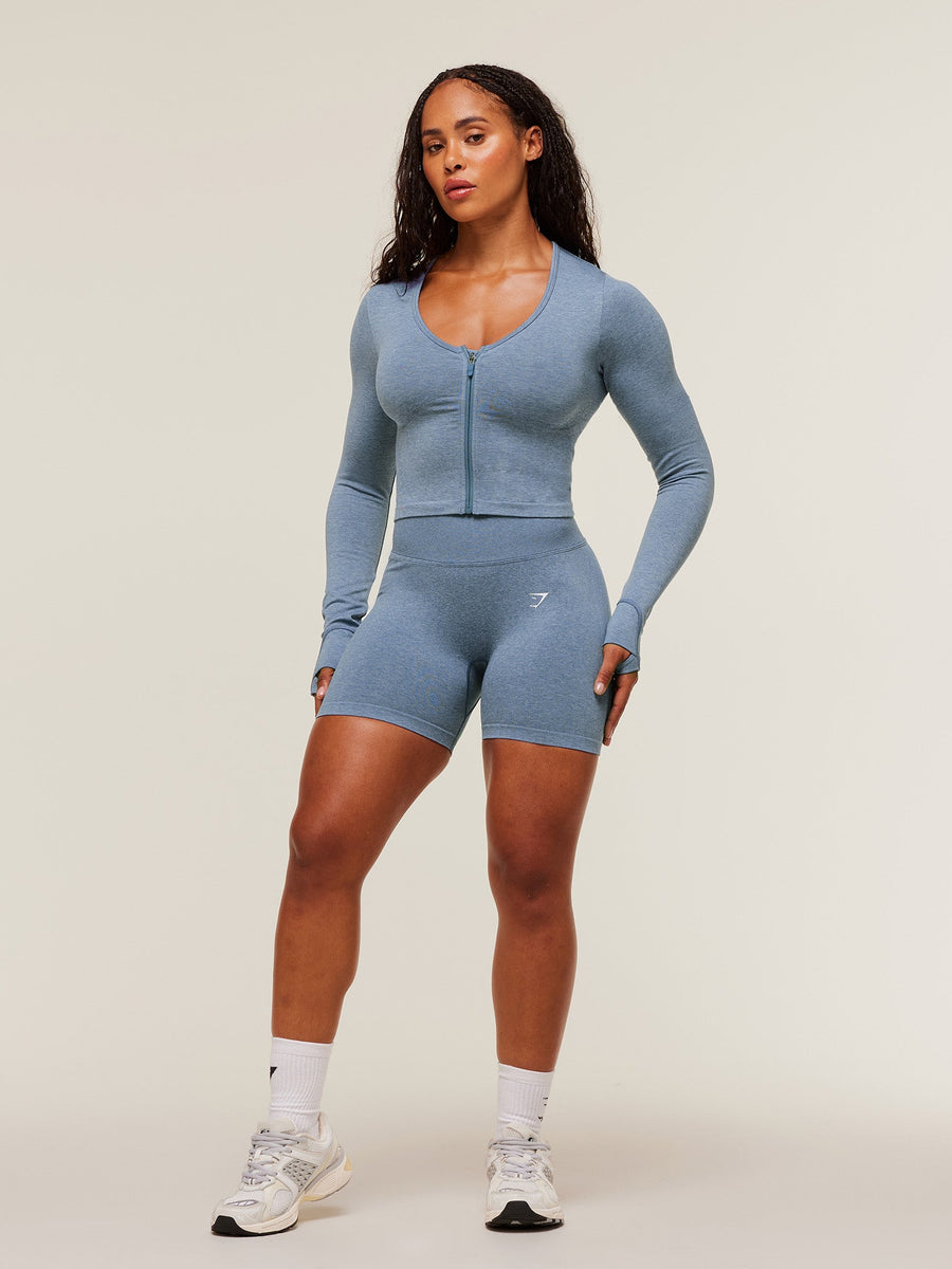 Gymshark Lift Seamless Zip Up Jacket — Worn Blue/Peri Blue Marl — 5
