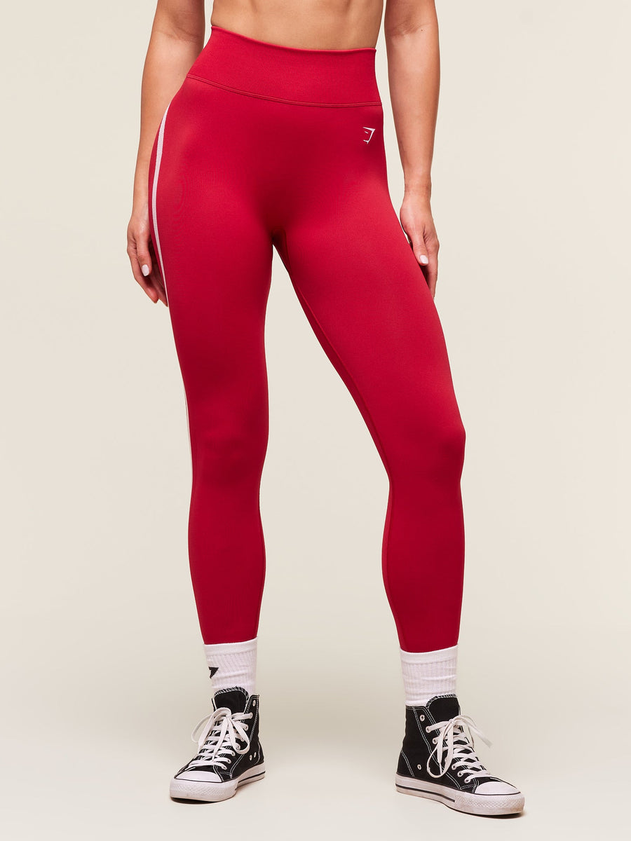 Gymshark Lift Varsity Seamless Leggings — Carmine Red — 1