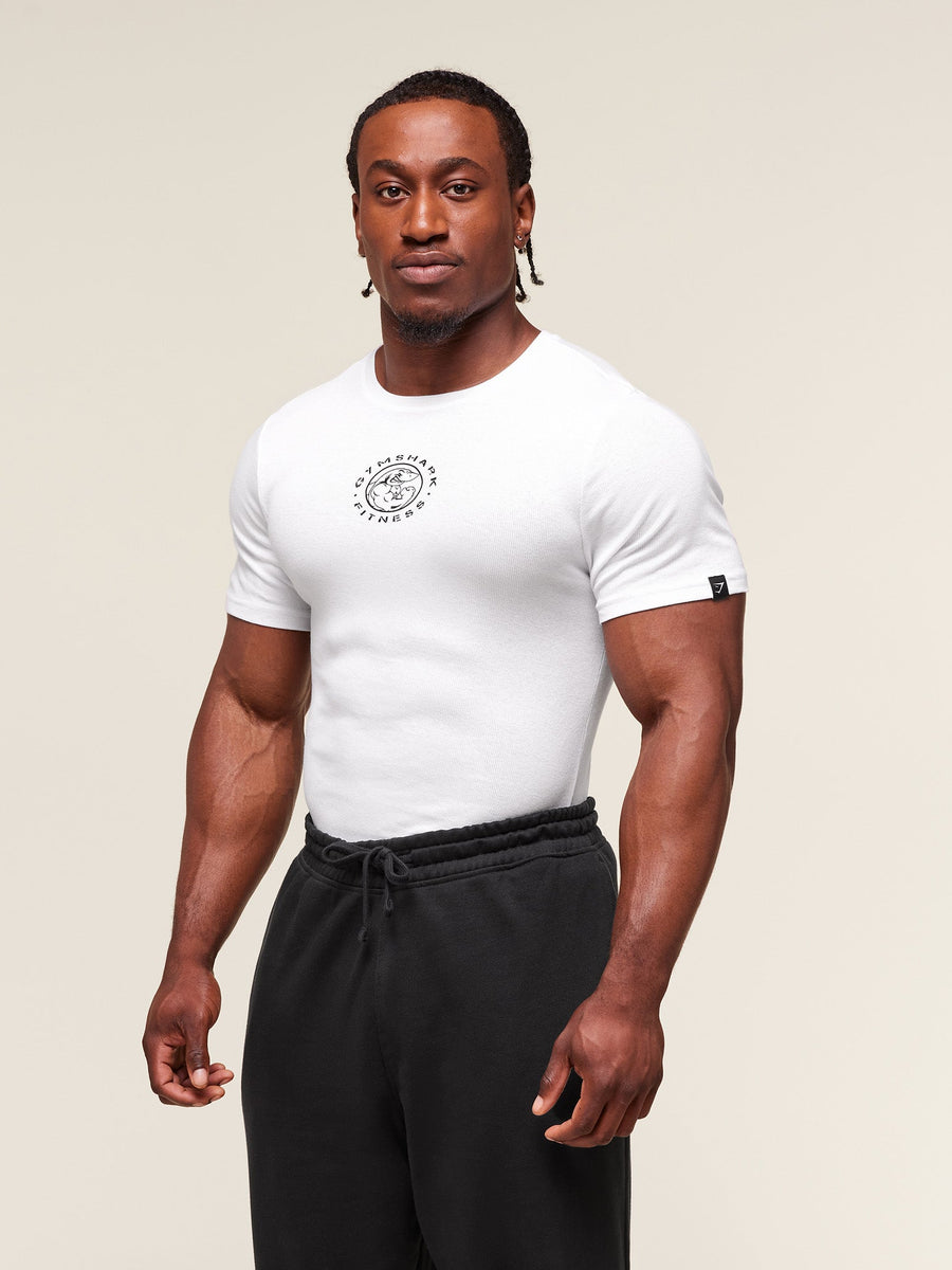 Gymshark Legacy Ribbed T-Shirt — White — 3