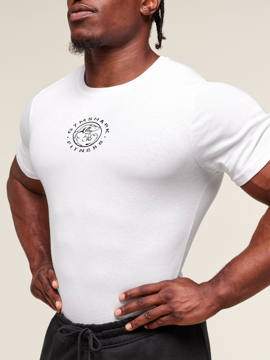 Gymshark Legacy Ribbed T-Shirt — White — 6