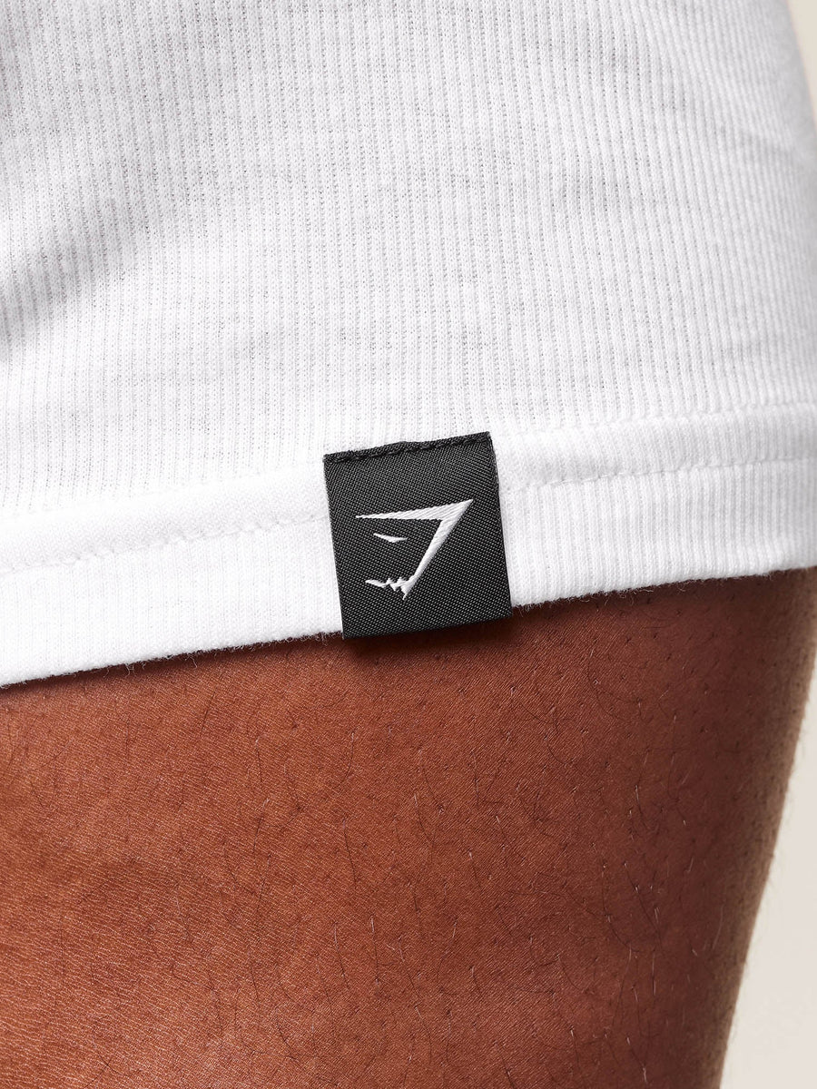 Gymshark Legacy Ribbed T-Shirt — White — 5